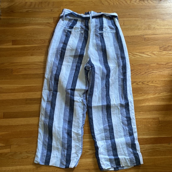 J.Crew Point Sur Linen Striped Paperbag Waist Pants - Picture 6 of 9